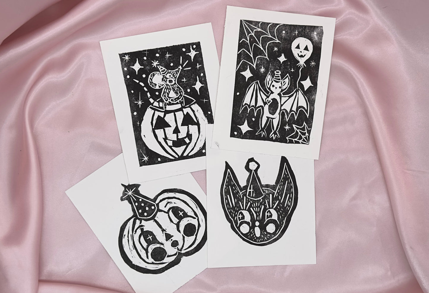 Special Edition Halloween Lino Cut Print Pack – Set of 4