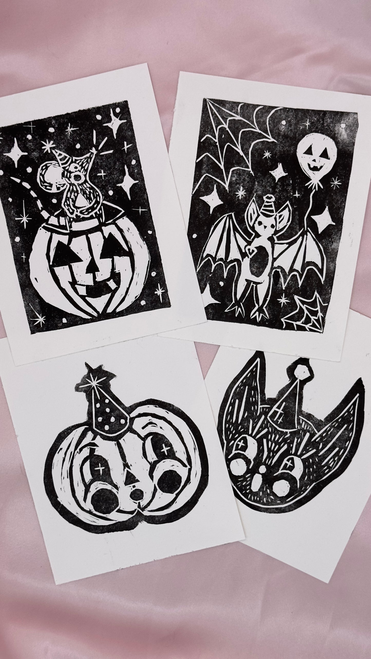 Special Edition Halloween Lino Cut Print Pack – Set of 4