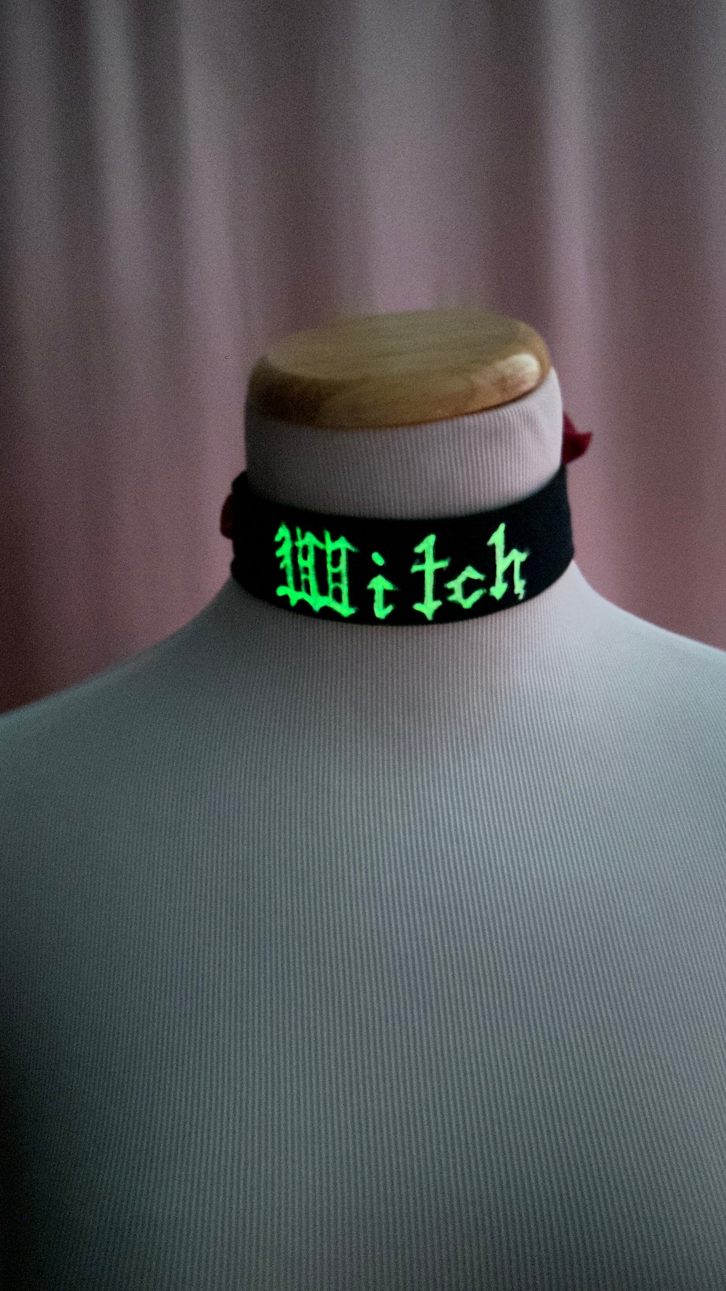 "Witch" Hand Painted Glow-in-the-Dark Choker