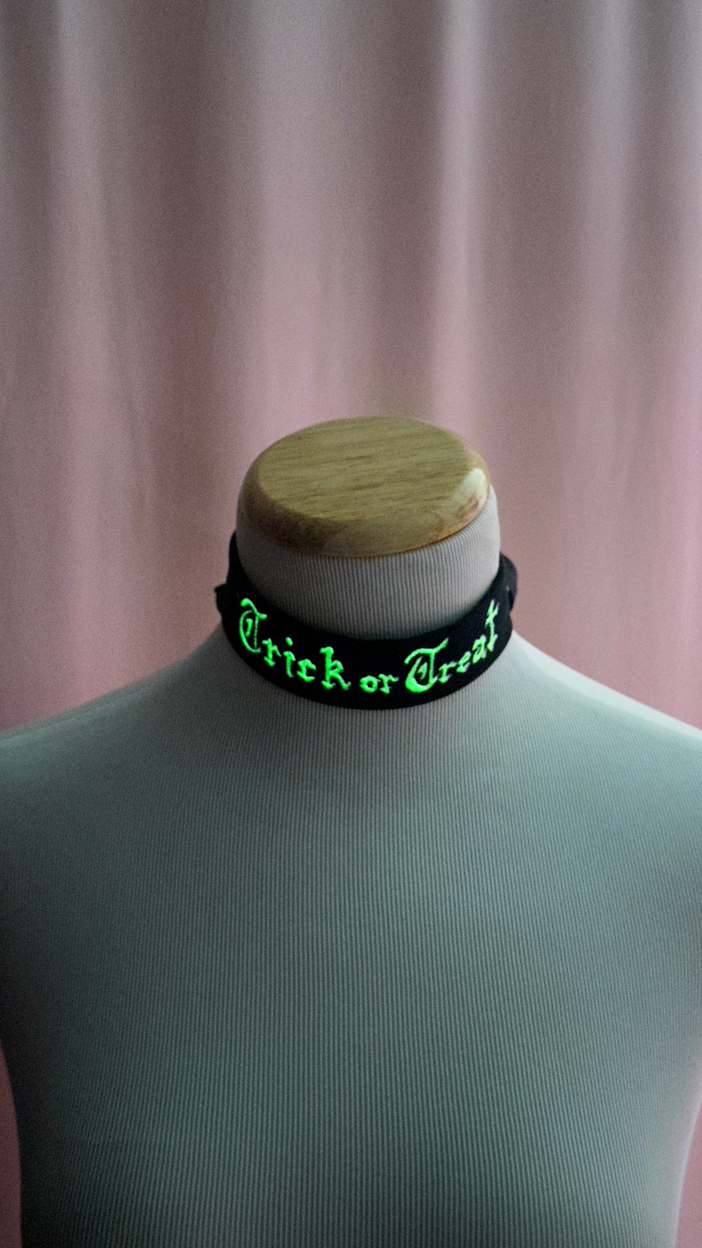 "Trick or Treat" Hand Painted Glow-in-the-Dark Choker