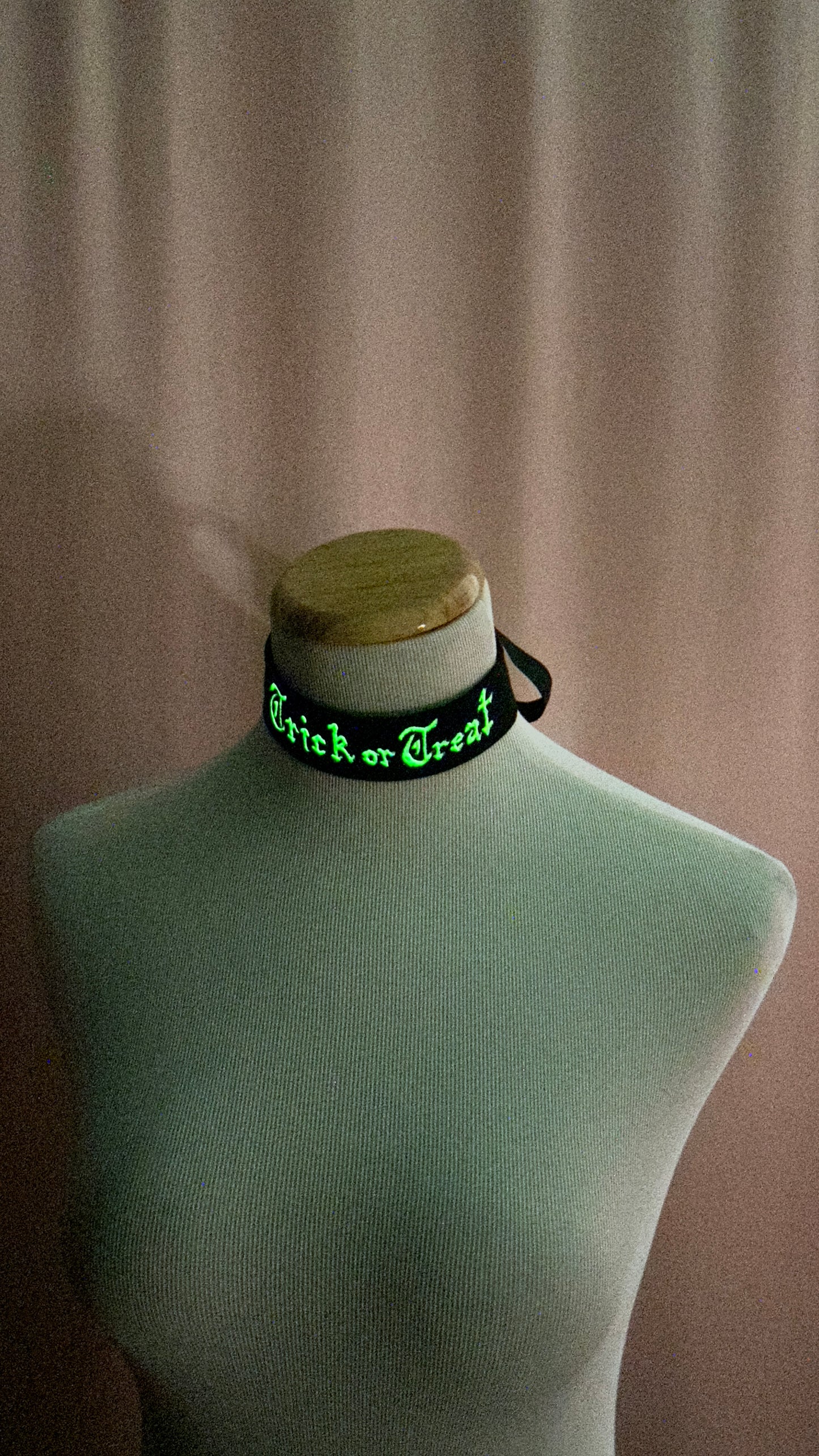 "Trick or Treat" Hand Painted Glow-in-the-Dark Choker