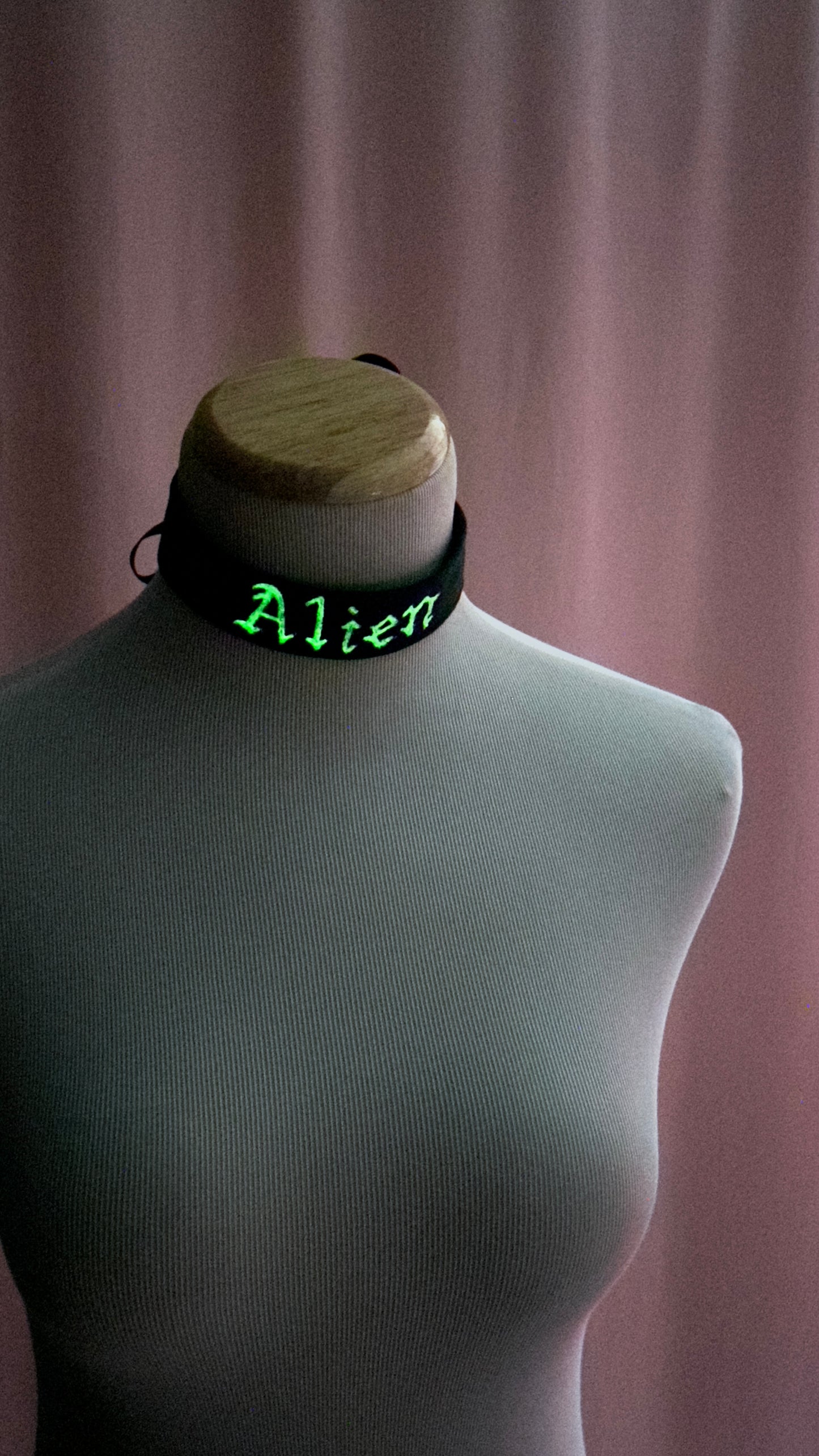 "Alien" Hand Painted Glow-in-the-Dark Choker