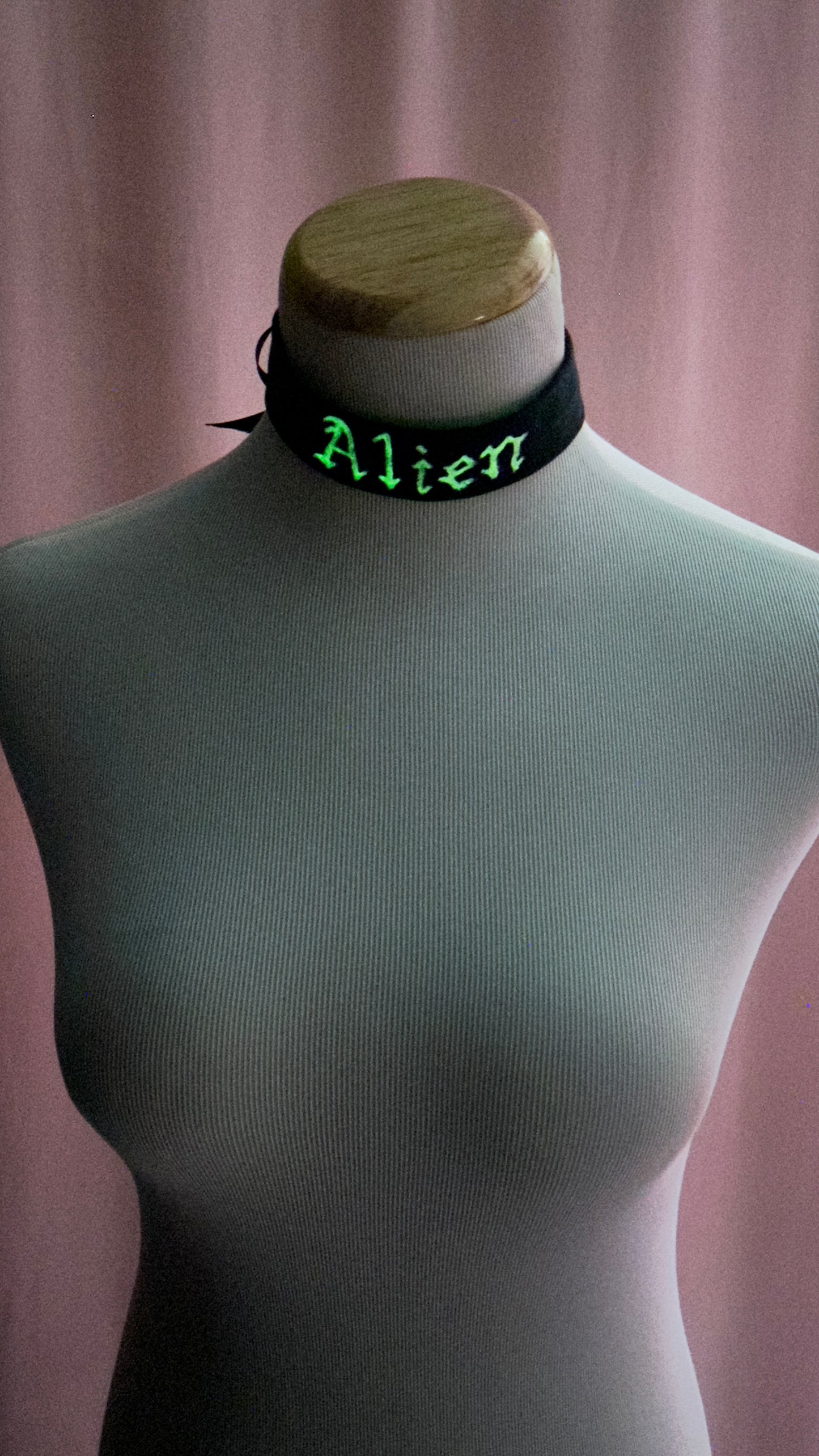 "Alien" Hand Painted Glow-in-the-Dark Choker