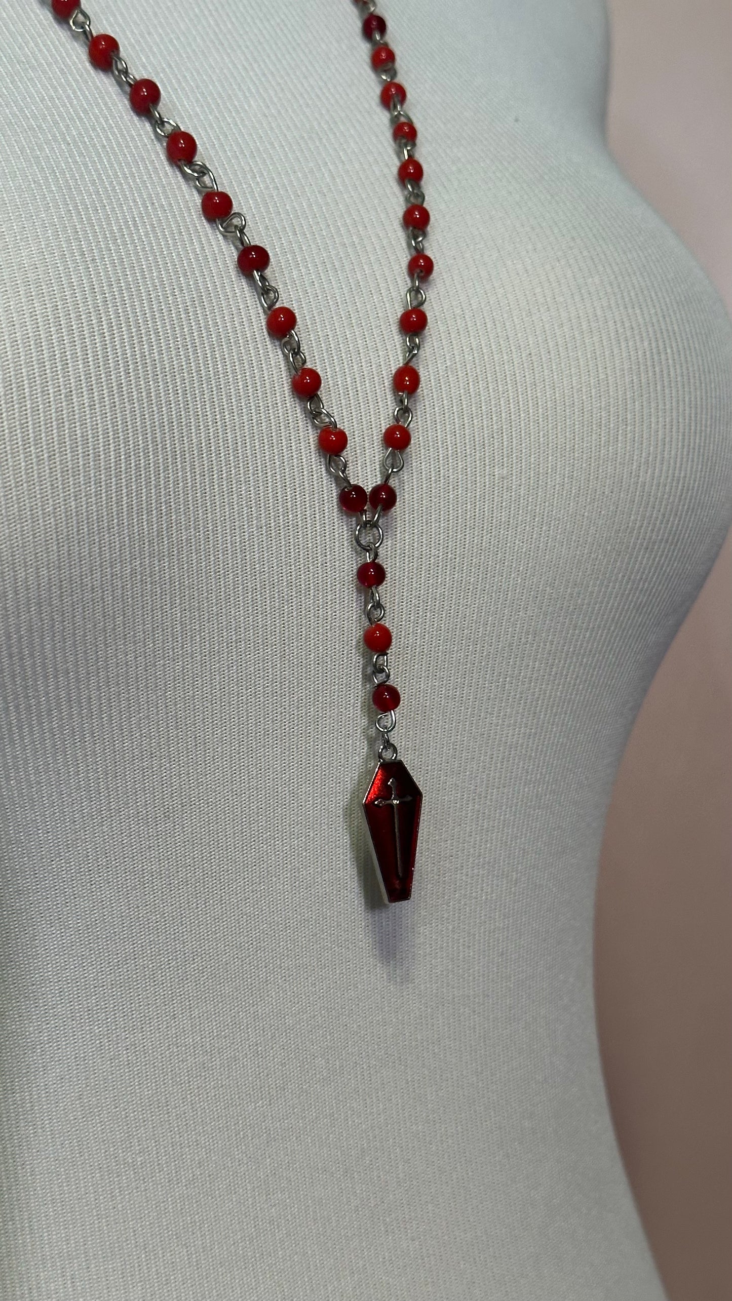 Crimson Casket (Rosary-Style Necklace)