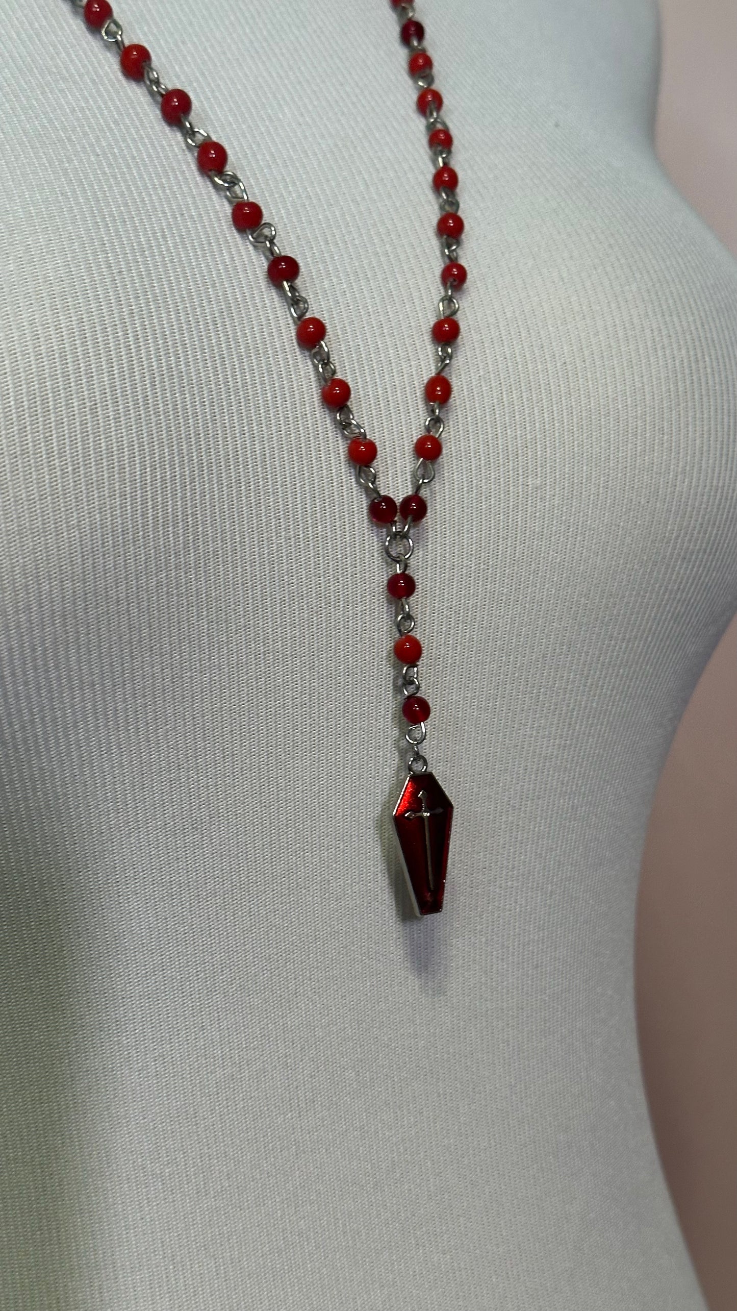 Crimson Casket (Rosary-Style Necklace)