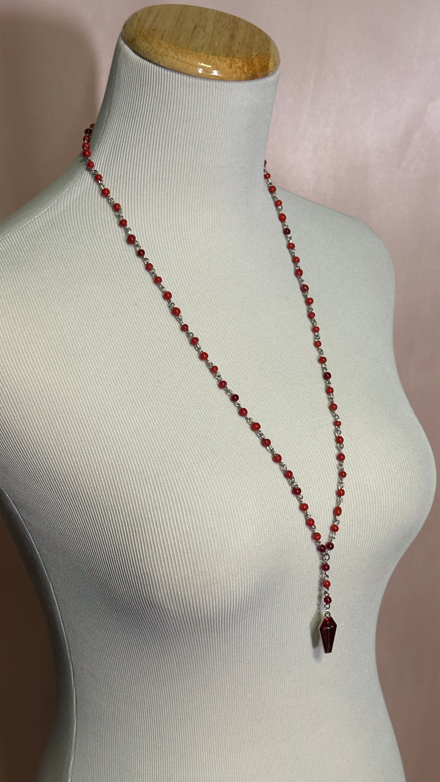 Crimson Casket (Rosary-Style Necklace)